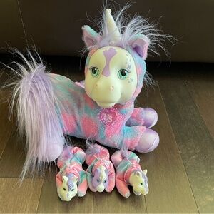 Unicorn Surprise with 3 Babies Y2K Retro Plush Toy Purple Pink Blue